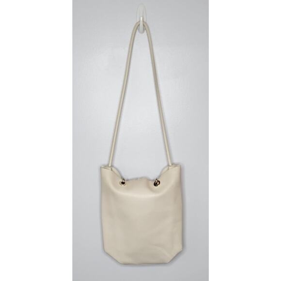 Zara Tote Bag Large Ivory Jade Faux Leather Gold Metal Handles Shoulder Purse - Picture 4 of 7